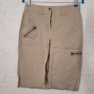 luna chix tan khaki zip pencil skirt
